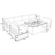 LeisureMod Chelsea 7-Piece Grey Patio Sectional With Fire Pit Table in Orange