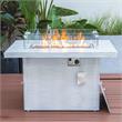 LeisureMod Chelsea 7-Piece Grey Patio Sectional With Fire Pit Table in Orange