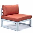 LeisureMod Chelsea 7-Piece Grey Patio Sectional With Fire Pit Table in Orange