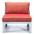 LeisureMod Chelsea 7-Piece Grey Patio Sectional With Fire Pit Table in Orange