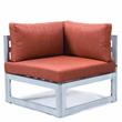 LeisureMod Chelsea 7-Piece Grey Patio Sectional With Fire Pit Table in Orange