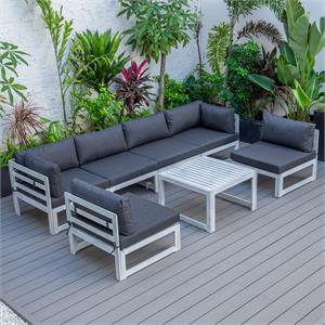 leisuremod chelsea 7-piece gray patio sectional with coffee table