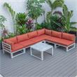 LeisureMod Chelsea 7-Piece Gray Patio Sectional With Coffee Table in Orange