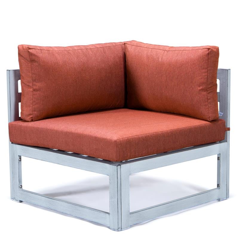 LeisureMod Chelsea 7-Piece Gray Patio Sectional With Coffee Table in Orange