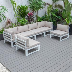 leisuremod chelsea modern 6-piece white patio sectional