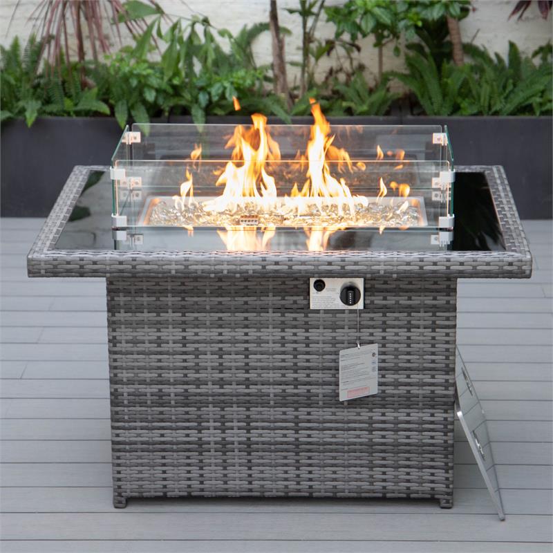 Leisuremod Mace Patio Modern Wicker, Modern Fire Pit Table Propane