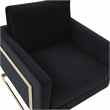 LeisureMod Lincoln Velvet Accent Arm Chair With Gold Frame in Midnight Black