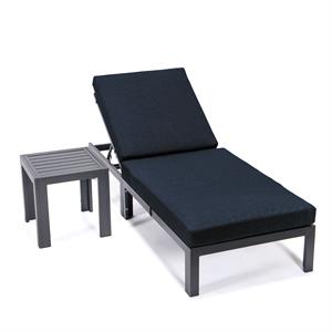 leisuremod chelsea chaise lounge chair with cushions & side table