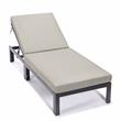 LeisureMod Chelsea Aluminum Patio Chaise Lounge Chair With Beige Cushions