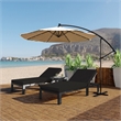 LeisureMod Chelsea Aluminum Patio Chaise Lounge Chair With Black Cushions