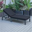 LeisureMod Chelsea Aluminum Patio Chaise Lounge Chair With Black Cushions