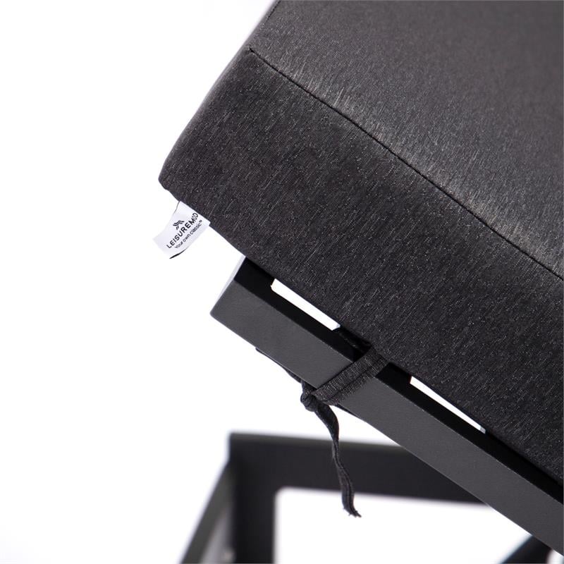 LeisureMod Chelsea Aluminum Patio Chaise Lounge Chair With Black Cushions
