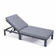 LeisureMod Chelsea Aluminum Patio Chaise Lounge Chair With Blue Cushions