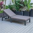 LeisureMod Chelsea Aluminum Patio Chaise Lounge Chair With Blue Cushions
