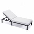 LeisureMod Chelsea Aluminum Patio Chaise Lounge Chair With Light Gray Cushions