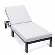 LeisureMod Chelsea Aluminum Patio Chaise Lounge Chair With Light Gray Cushions