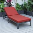 LeisureMod Chelsea Aluminum Patio Chaise Lounge Chair With Red Cushions