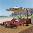 LeisureMod Chelsea Aluminum Patio Chaise Lounge Chair With Red Cushions