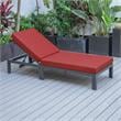 LeisureMod Chelsea Aluminum Patio Chaise Lounge Chair With Red Cushions
