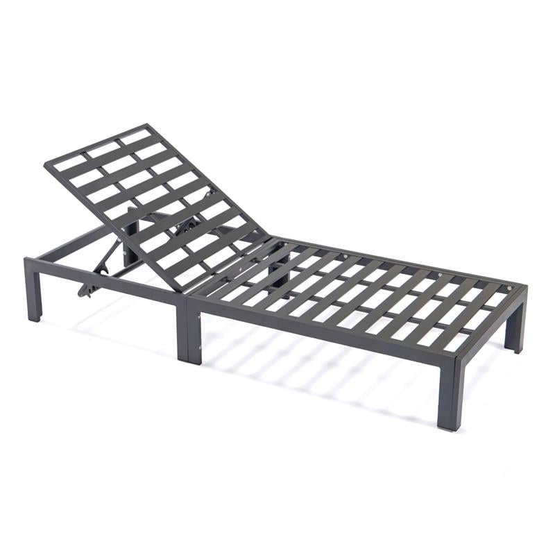LeisureMod Chelsea Aluminum Patio Chaise Lounge Chair With Red Cushions