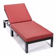 LeisureMod Chelsea Aluminum Patio Chaise Lounge Chair With Red Cushions