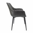LeisureMod Markley Leather Dining Armchair With Metal Legs in Charcoal Black