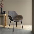 LeisureMod Markley Leather Dining Armchair With Metal Legs in Charcoal Black