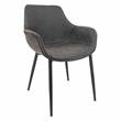 LeisureMod Markley Leather Dining Armchair With Metal Legs in Charcoal Black