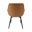 LeisureMod Markley Leather Dining Armchair With Metal Legs in Light Brown