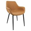 LeisureMod Markley Leather Dining Armchair With Metal Legs in Light Brown