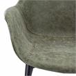 LeisureMod Markley Leather Dining Armchair With Metal Legs in Olive Green