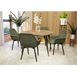 LeisureMod Markley Leather Dining Armchair With Metal Legs in Olive Green