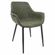 LeisureMod Markley Leather Dining Armchair With Metal Legs in Olive Green