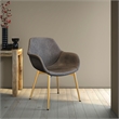 LeisureMod Markley Leather Dining Armchair With Gold Legs in Charcoal Black