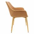 LeisureMod Markley Leather Dining Armchair With Gold Legs in Light Brown