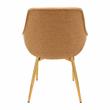 LeisureMod Markley Leather Dining Armchair With Gold Legs in Light Brown