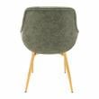 LeisureMod Markley Leather Dining Armchair With Gold Legs in Olive Green
