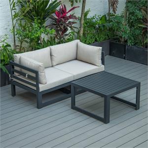leisuremod chelsea outdoor patio loveseat and coffee table set
