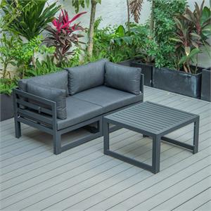 leisuremod chelsea outdoor patio loveseat and coffee table set
