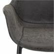 LeisureMod Markley Leather Dining Armchair Metal Legs Set of 2 in Charcoal Black