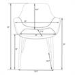 LeisureMod Markley Leather Dining Armchair Metal Legs Set of 2 in Charcoal Black