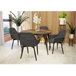 LeisureMod Markley Leather Dining Armchair Metal Legs Set of 2 in Charcoal Black