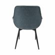 LeisureMod Markley Leather Dining Armchair Metal Legs Set of 2 in Peacock Blue