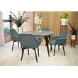 LeisureMod Markley Leather Dining Armchair Metal Legs Set of 2 in Peacock Blue