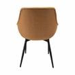 LeisureMod Markley Leather Dining Armchair Metal Legs Set of 4 in Light Brown