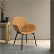 LeisureMod Markley Leather Dining Armchair Metal Legs Set of 4 in Light Brown