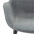 LeisureMod Markley Leather Dining Armchair Metal Legs Set of 4 in Peacock Blue