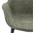 LeisureMod Markley Leather Dining Armchair Metal Legs Set of 4 in Olive Green