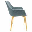 LeisureMod Markley Leather Dining Armchair Gold Legs Set of 2 in Peacock Blue