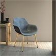 LeisureMod Markley Leather Dining Armchair Gold Legs Set of 2 in Peacock Blue